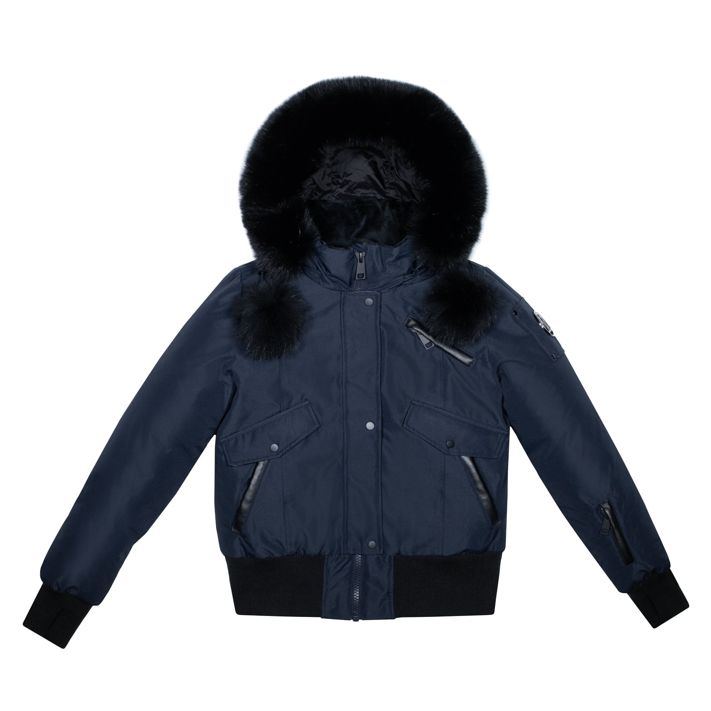 ELLABEE ADELLE CANVAS POM-POM BOMBER BLACK BLUE-FOX 3011