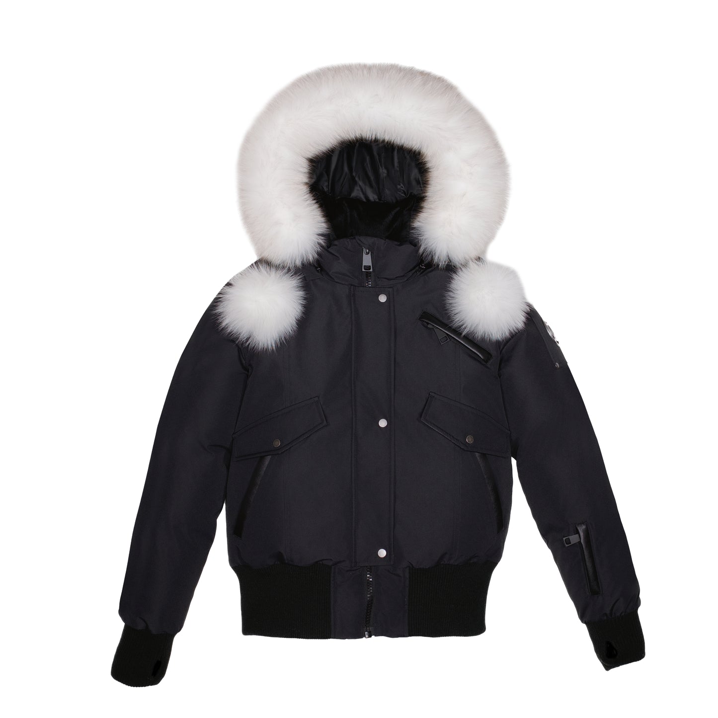 ELLABEE ADELLE CANVAS POM-POM BOMBER BLACK BLUE-FOX 3011