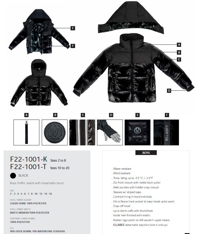 BOYS PUFFER DOWN JACKET 1001